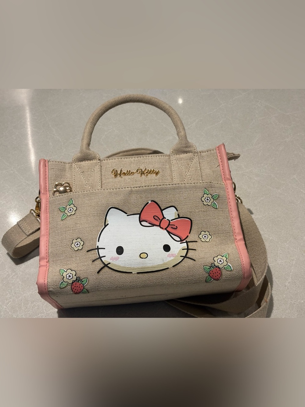Hello Kitty Primark x Sanrio Linen Blend Canvas Crossbody Mini Tote Bag Purse